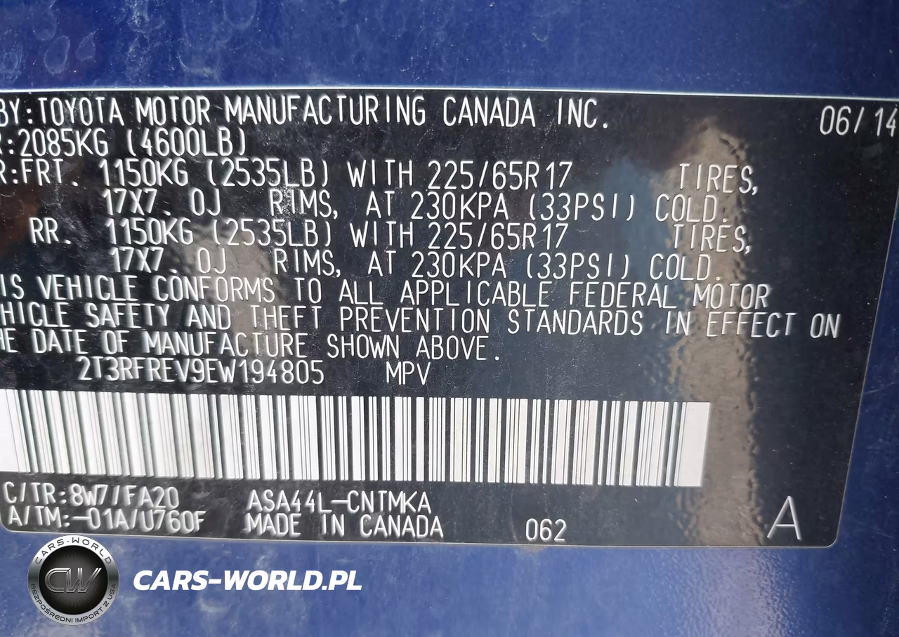 2014 Toyota Rav4 Xle VIN:2T3RFREV9EW194805 - 9