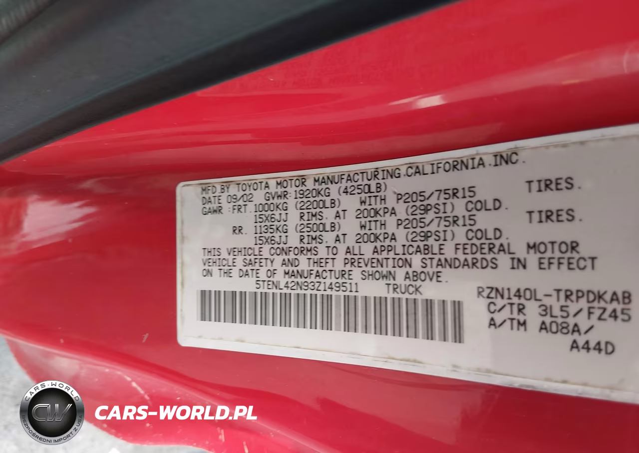 2003 Toyota Tacoma VIN:5TENL42N93Z149511 - 9