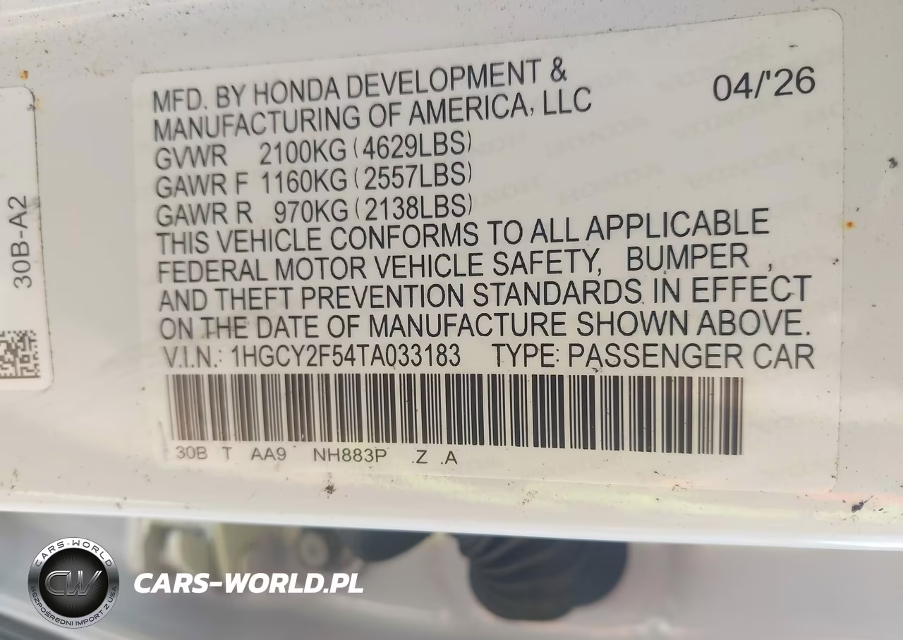 2026 Honda Accord Hybrid Sport VIN:1HGCY2F54TA033183 - 9