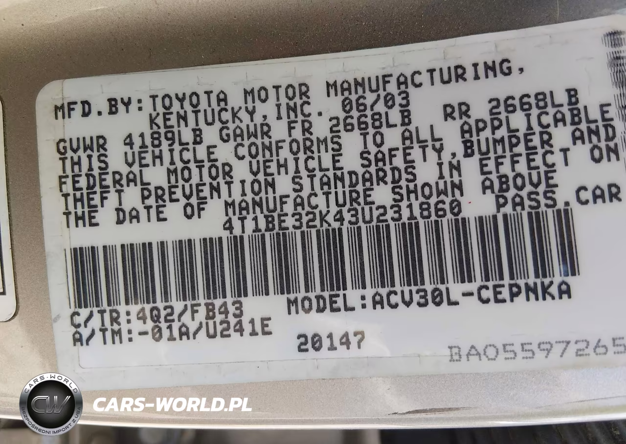2003 Toyota Camry Le-Xle-Se VIN:4T1BE32K43U231860 - 9
