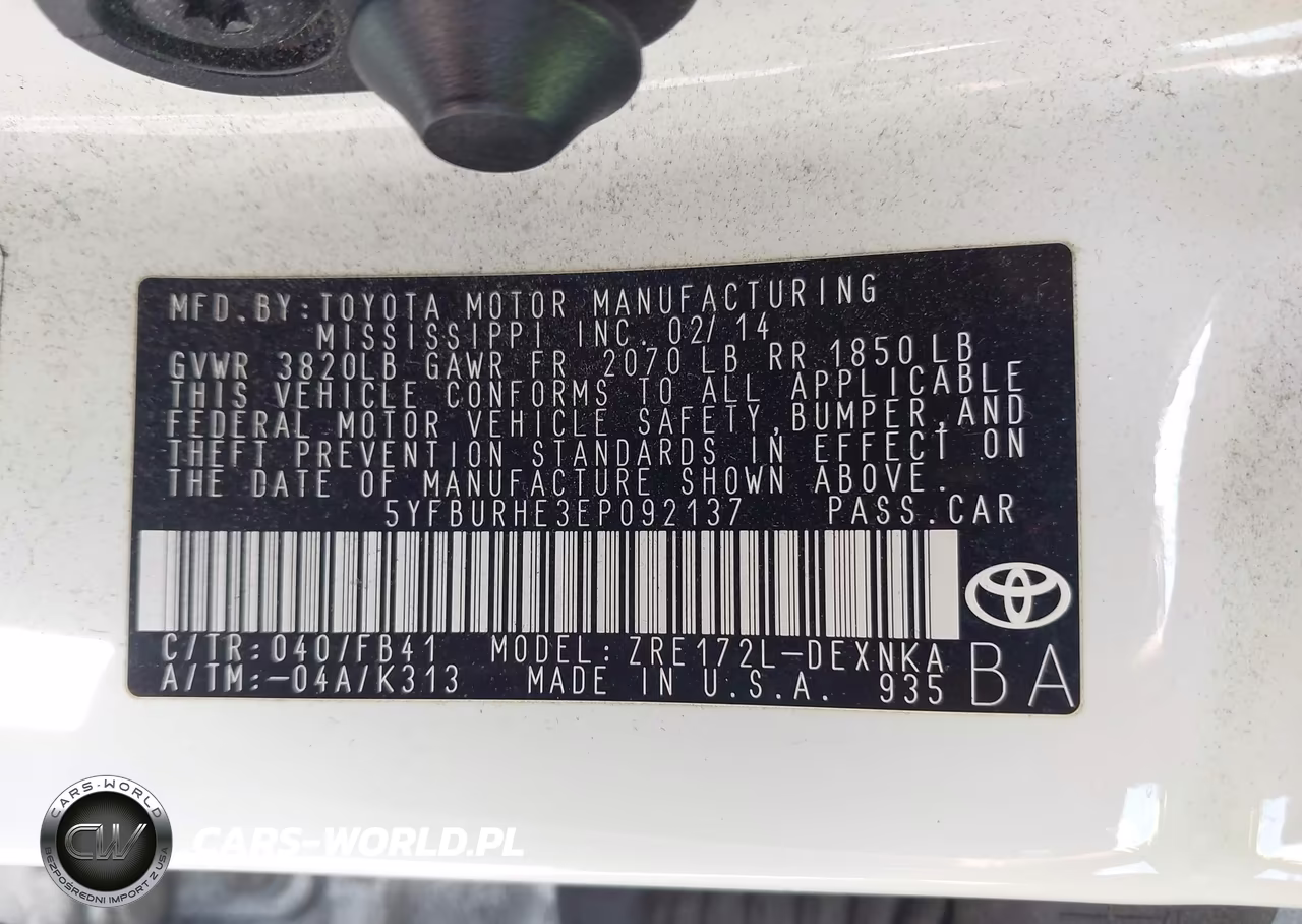 2014 Toyota Corolla Le VIN:5YFBURHE3EP092137 - 9
