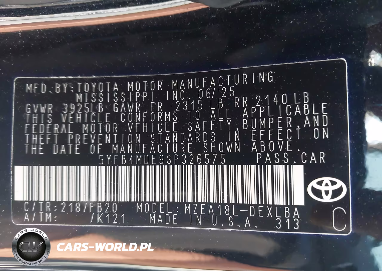 2025 Toyota Corolla Le VIN:5YFB4MDE9SP326575 - 9