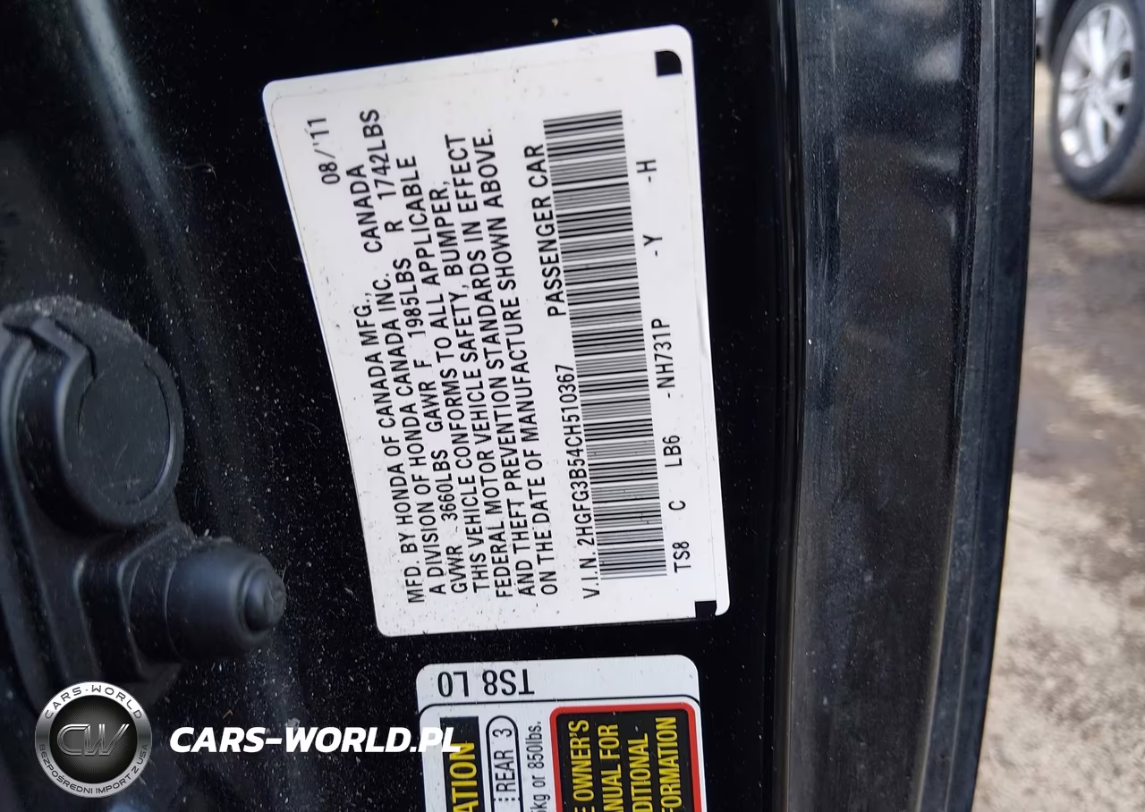 2012 Honda Civic Lx VIN:2HGFG3B54CH510367 - 9