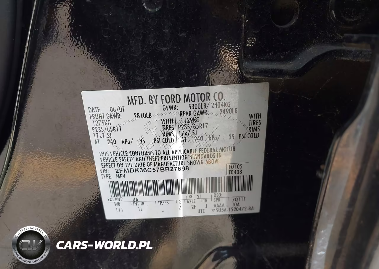 2007 Ford Edge Se VIN:2FMDK36C57BB27698 - 9