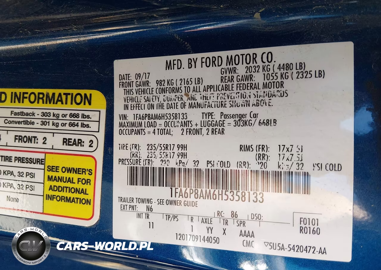 2017 Ford Mustang V6 VIN:1FA6P8AM6H5358133 - 9