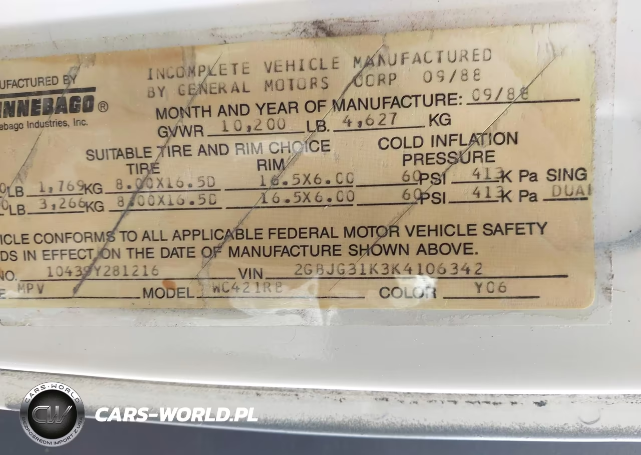 1989 Chevrolet G30 VIN:2GBJG31K3K4106342 - 8