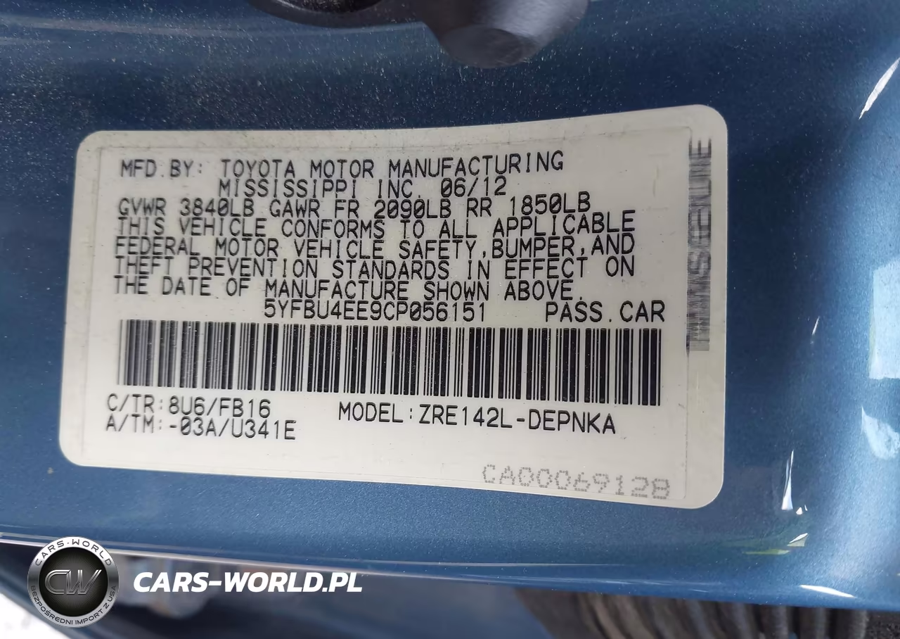2012 Toyota Corolla Le VIN:5YFBU4EE9CP056151 - 9