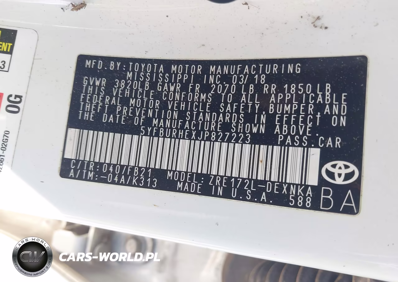 2018 Toyota Corolla Le VIN:5YFBURHEXJP827223 - 9