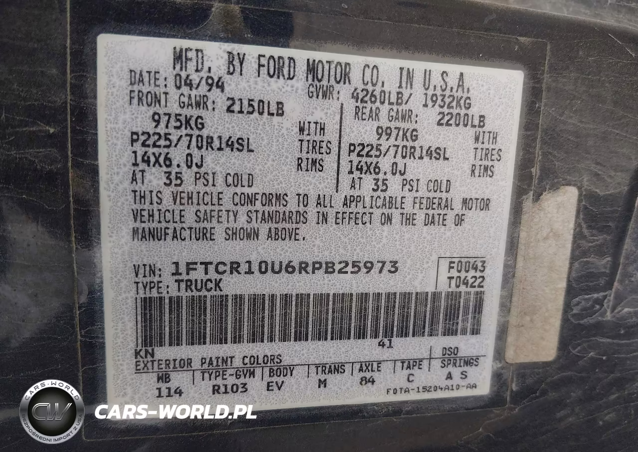 1994 Ford Ranger VIN:1FTCR10U6RPB25973 - 9