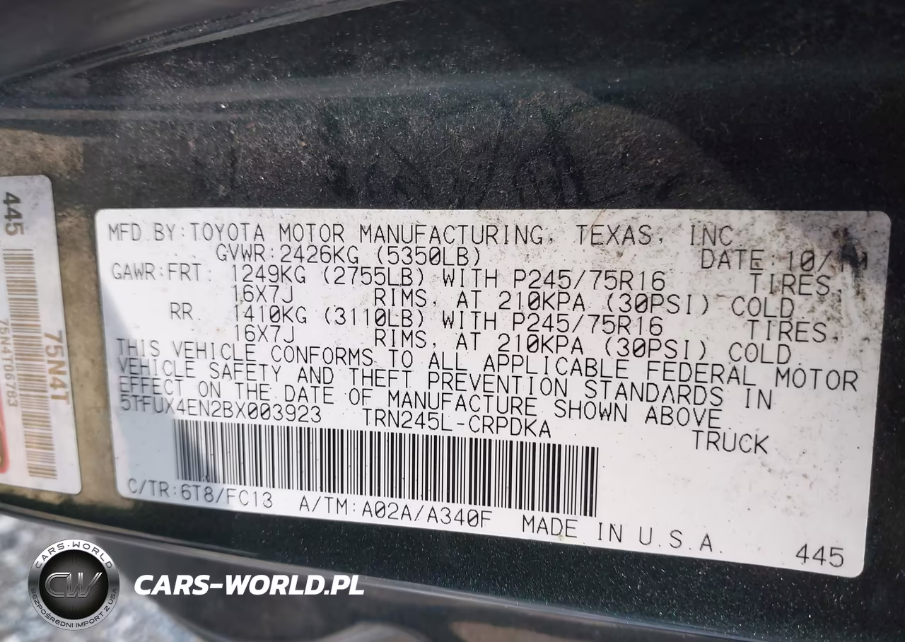 2011 Toyota Tacoma VIN:5TFUX4EN2BX003923 - 9