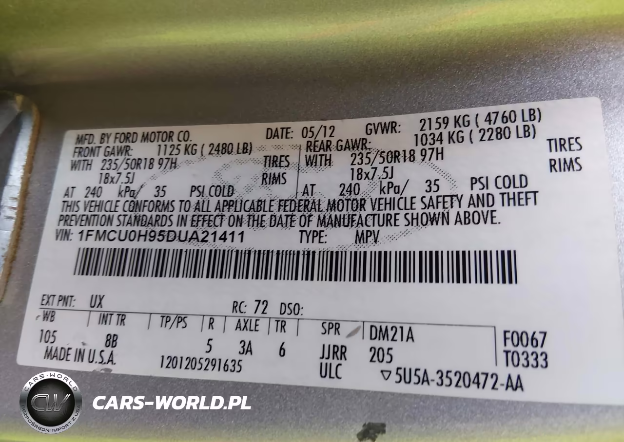 2013 Ford Escape Sel VIN:1FMCU0H95DUA21411 - 9