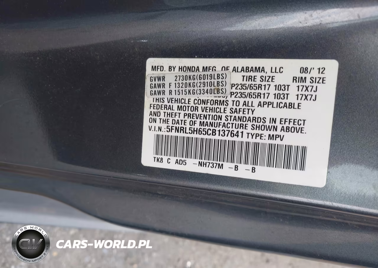2012 Honda Odyssey Ex-L VIN:5FNRL5H65CB137641 - 9