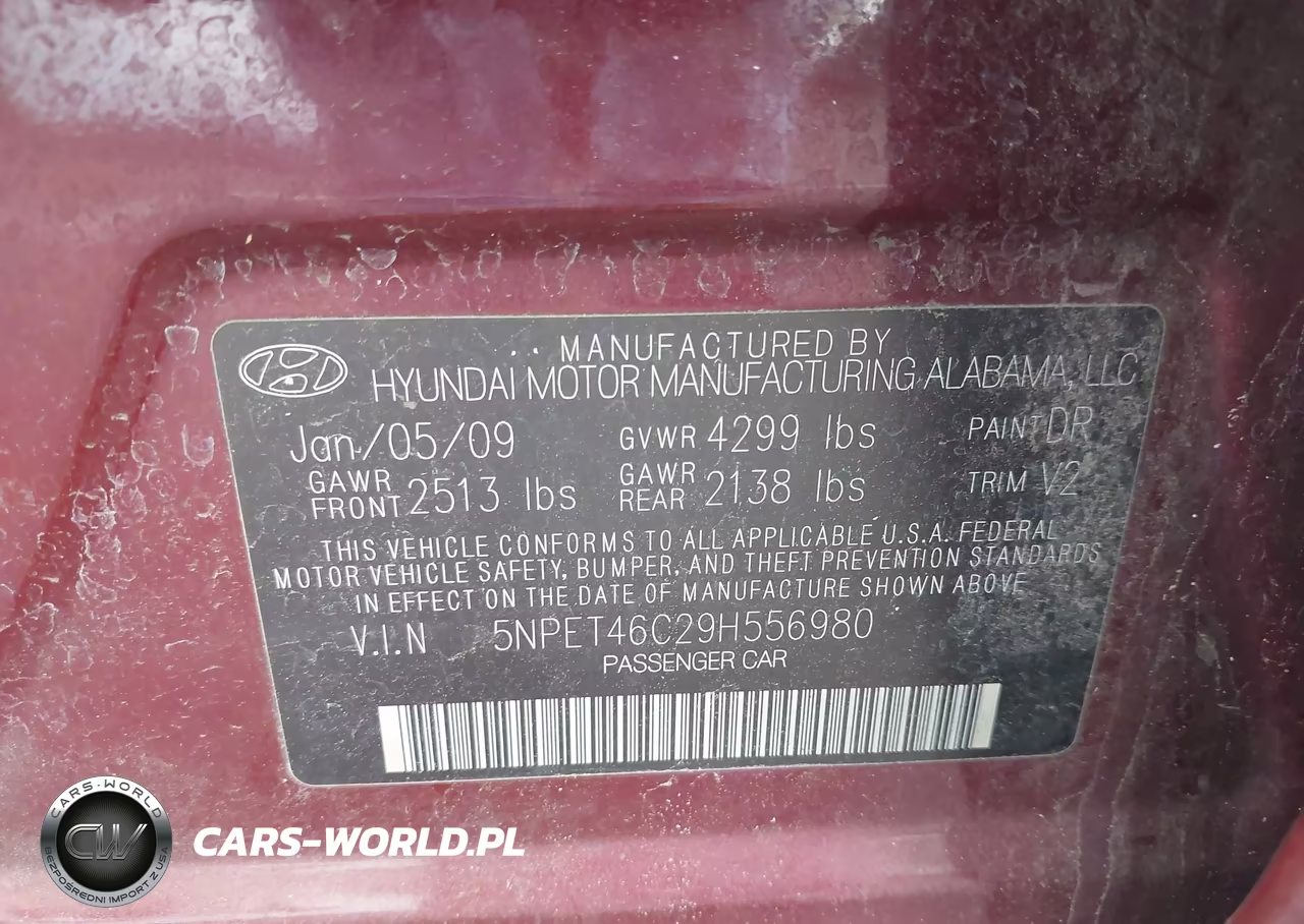 2009 Hyundai Sonata Gls VIN:5NPET46C29H556980 - 9