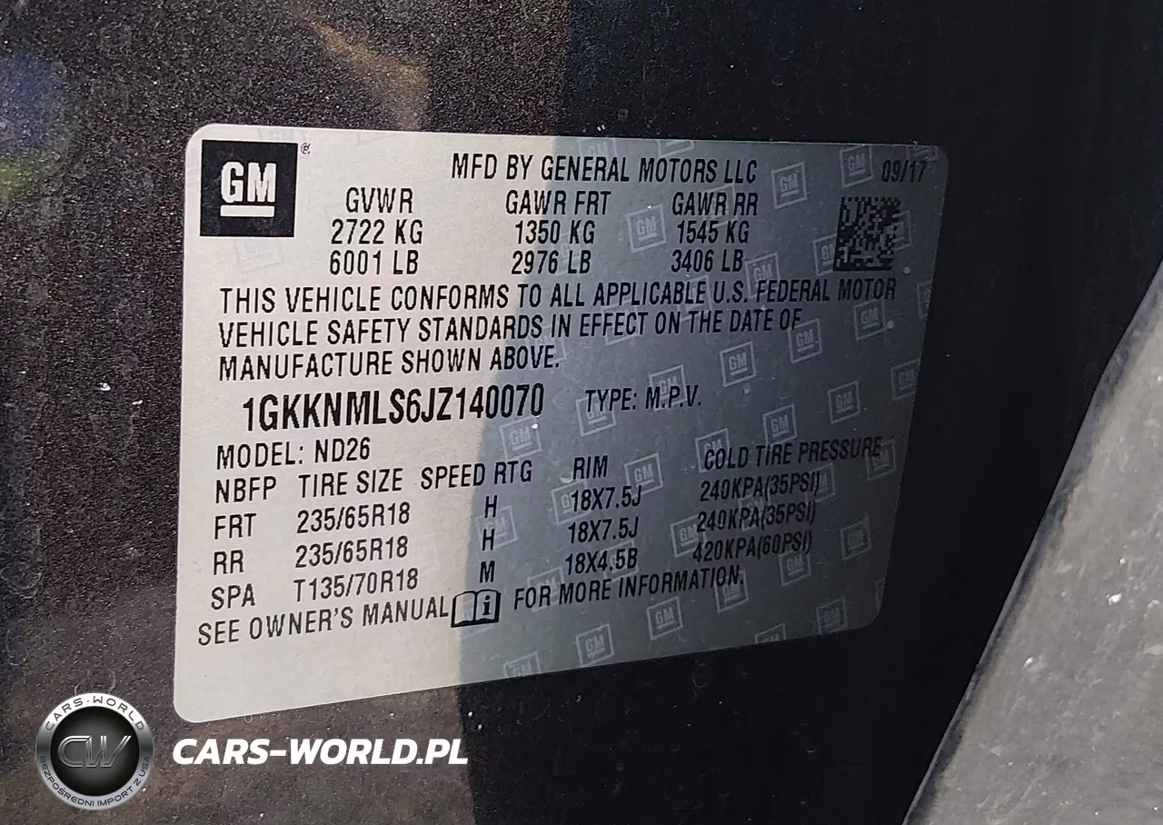 2018 GMC Acadia Slt-1 VIN:1GKKNMLS6JZ140070 - 9