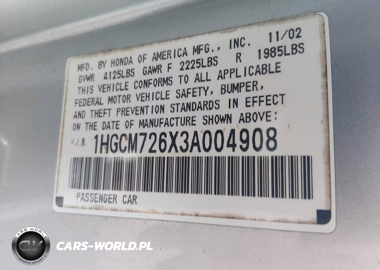 2003 Honda Accord 2.4 Ex VIN:1HGCM726X3A004908 - 9