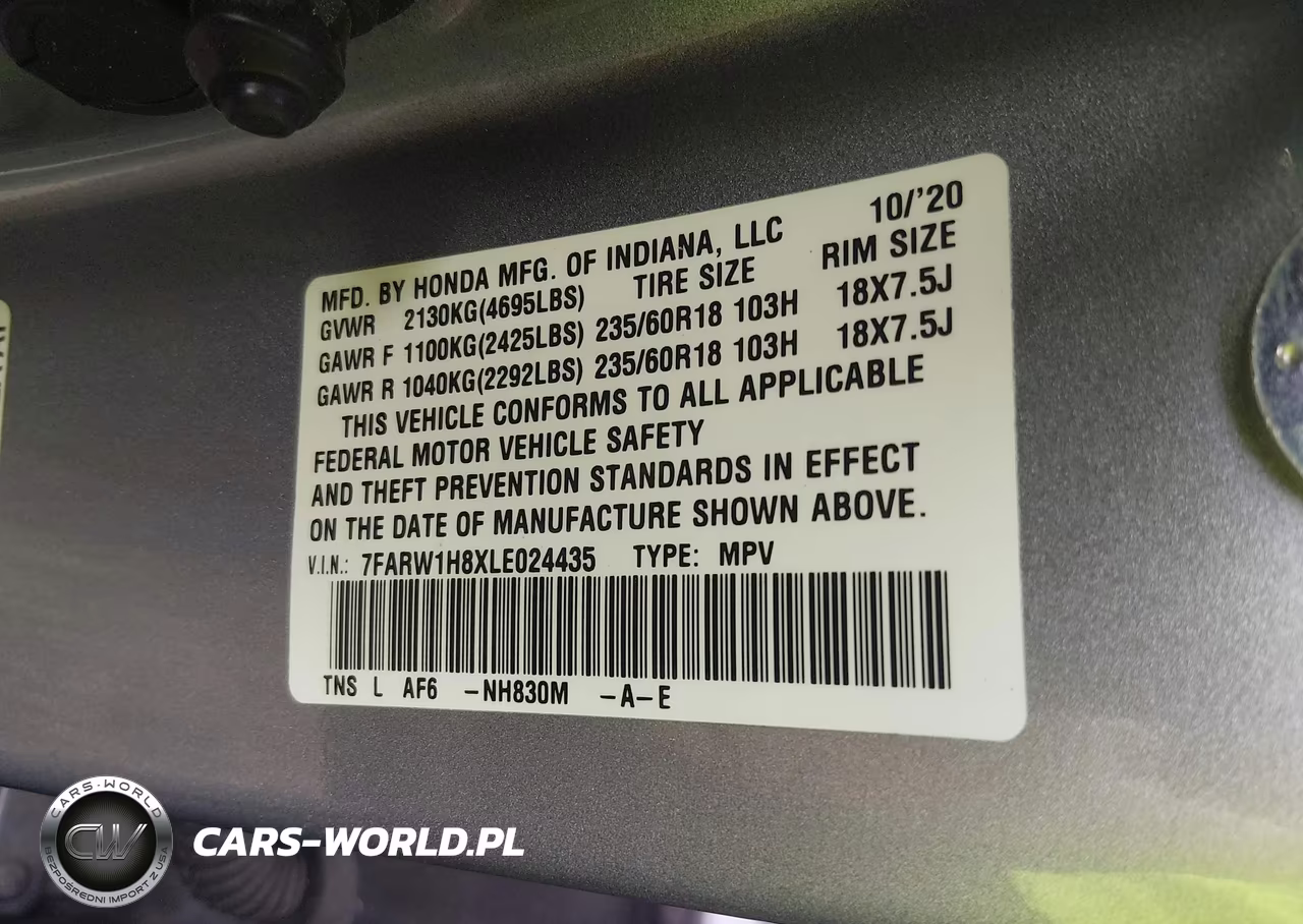2020 Honda Cr-V 2Wd Ex-L VIN:7FARW1H8XLE024435 - 9