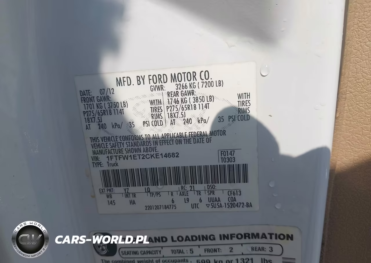 2012 Ford F-150 Lariat VIN:1FTFW1ET2CKE14682 - 9