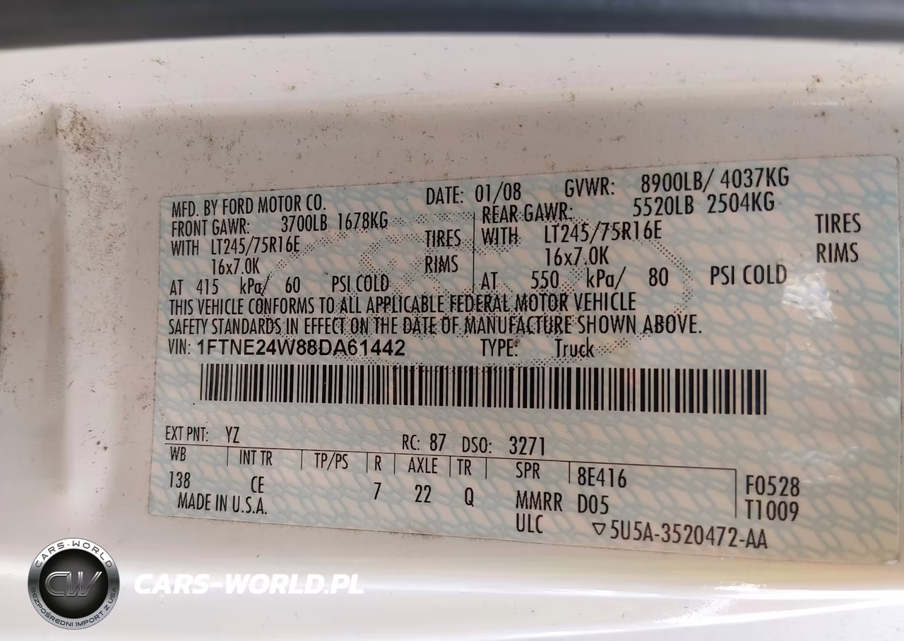 2008 Ford E-250 Commercial VIN:1FTNE24W88DA61442 - 9