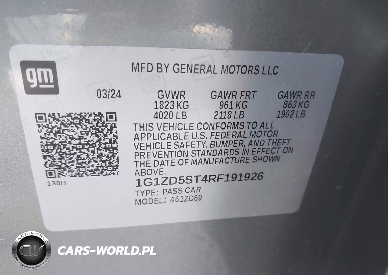 2024 Chevrolet Malibu Fwd 1Lt VIN:1G1ZD5ST4RF191926 - 9