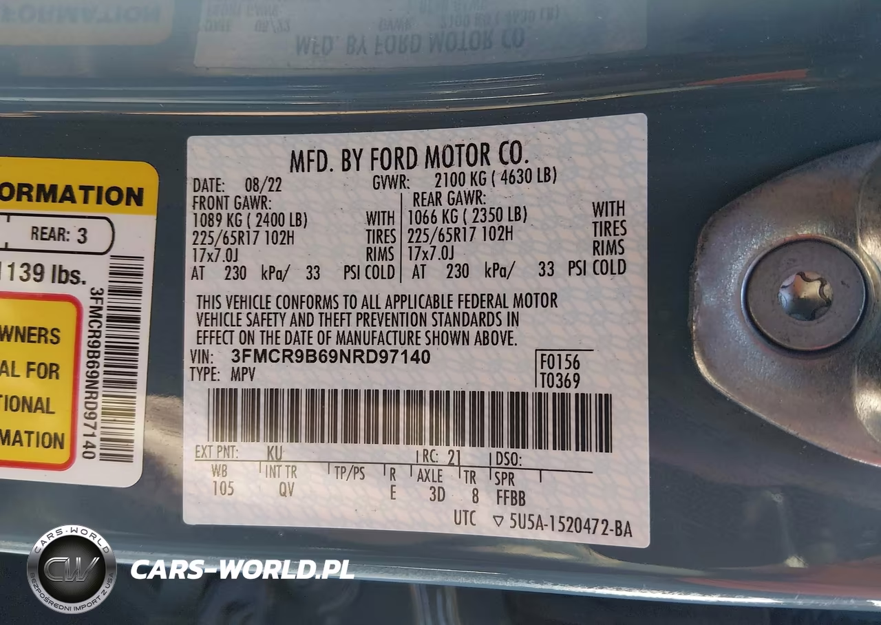 2022 Ford Bronco Sport Big Bend VIN:3FMCR9B69NRD97140 - 9