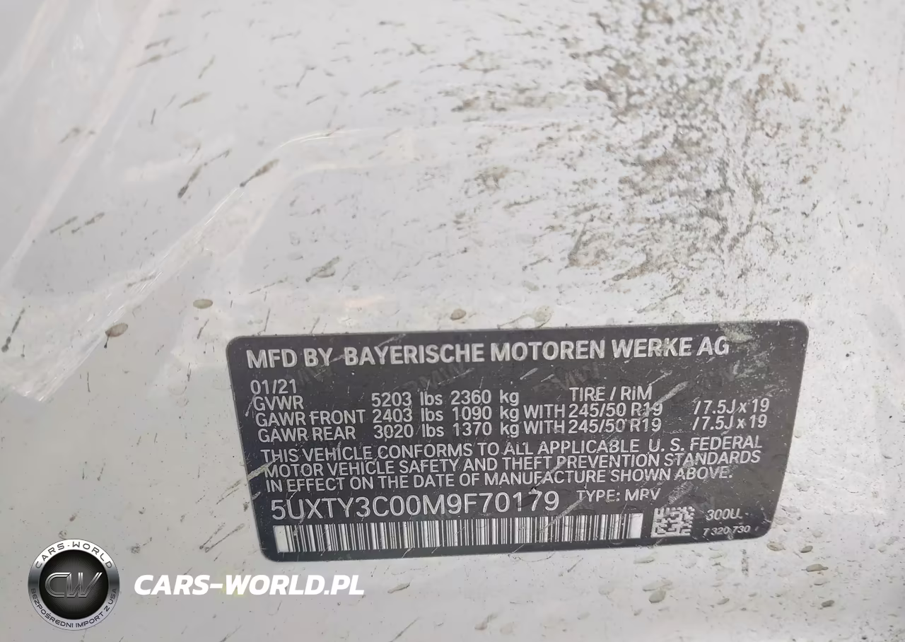 2021 BMW X3 Sdrive30I VIN:5UXTY3C00M9F70179 - 9