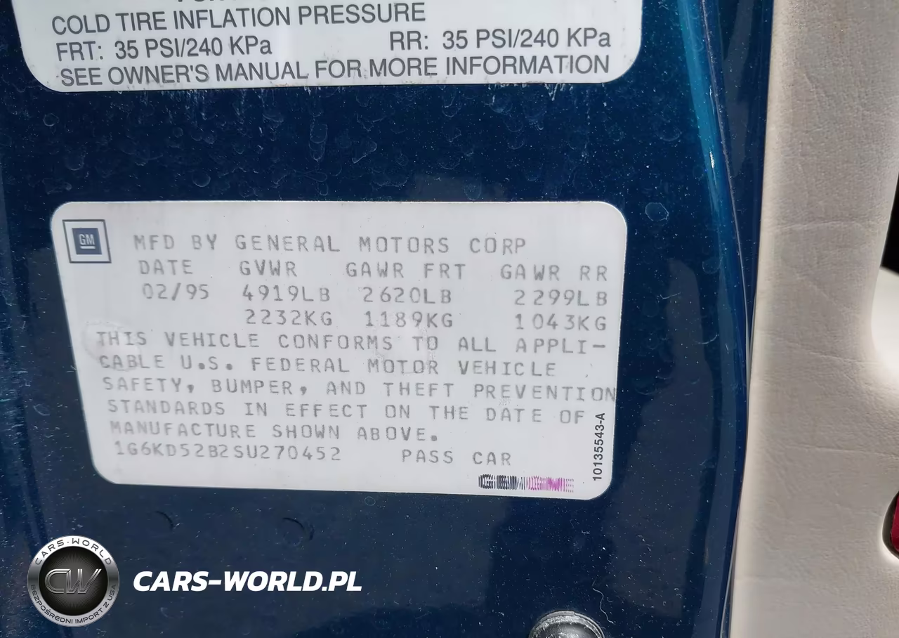 1995 Cadillac Deville VIN:1G6KD52B2SU270452 - 9