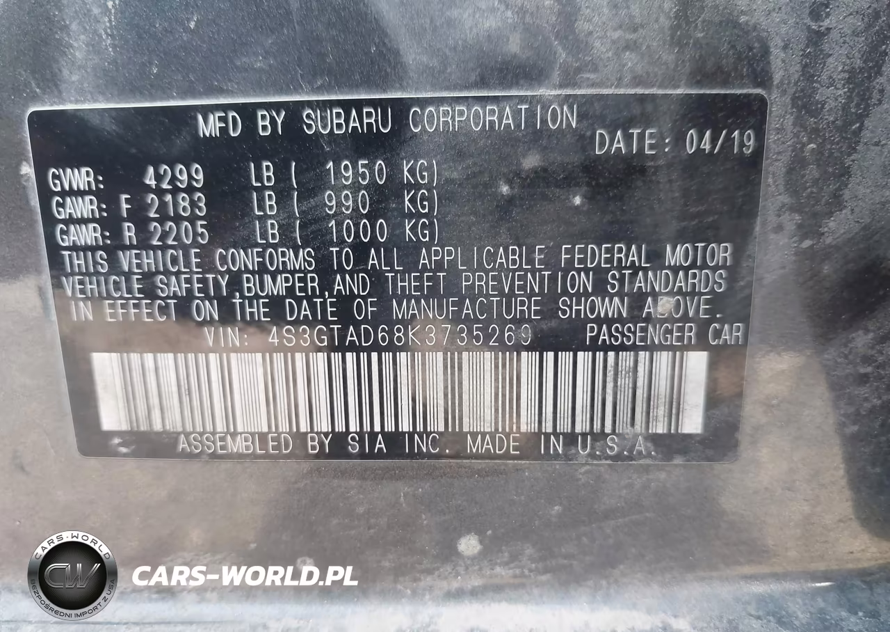 2019 Subaru Impreza 2.0I Premium VIN:4S3GTAD68K3735269 - 9