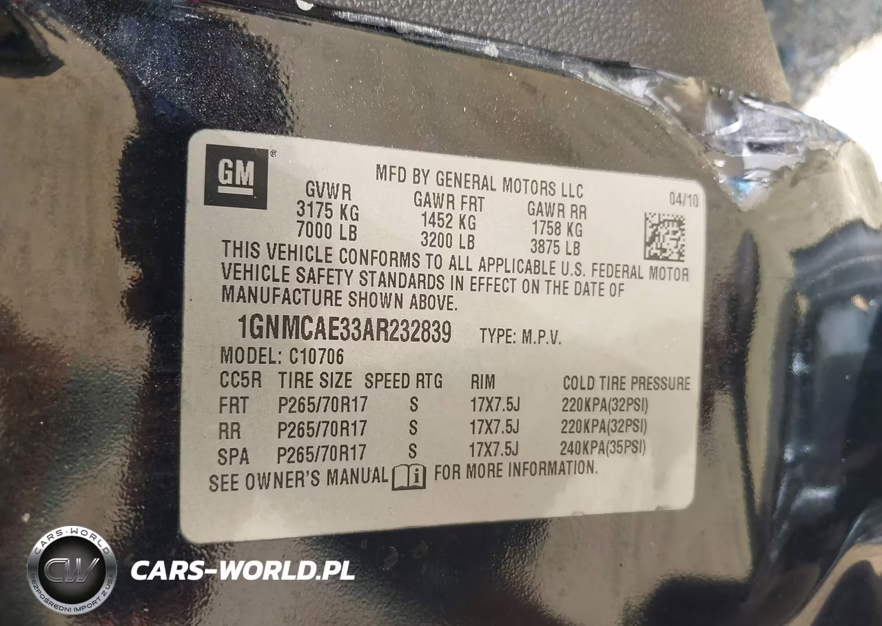 2010 Chevrolet Tahoe Ls VIN:1GNMCAE33AR232839 - 9