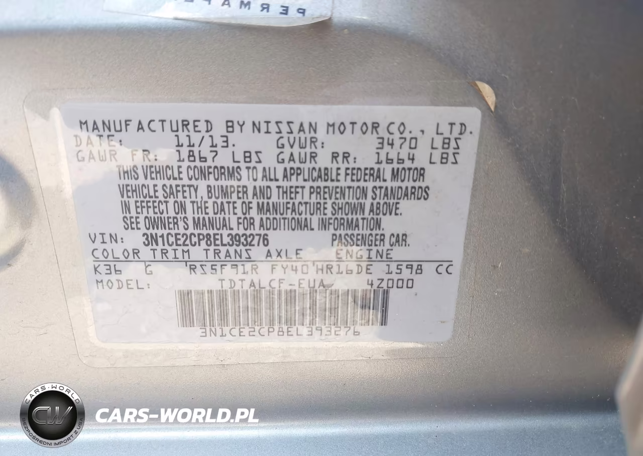 2014 Nissan Versa Note S (Sr) VIN:3N1CE2CP8EL393276 - 9