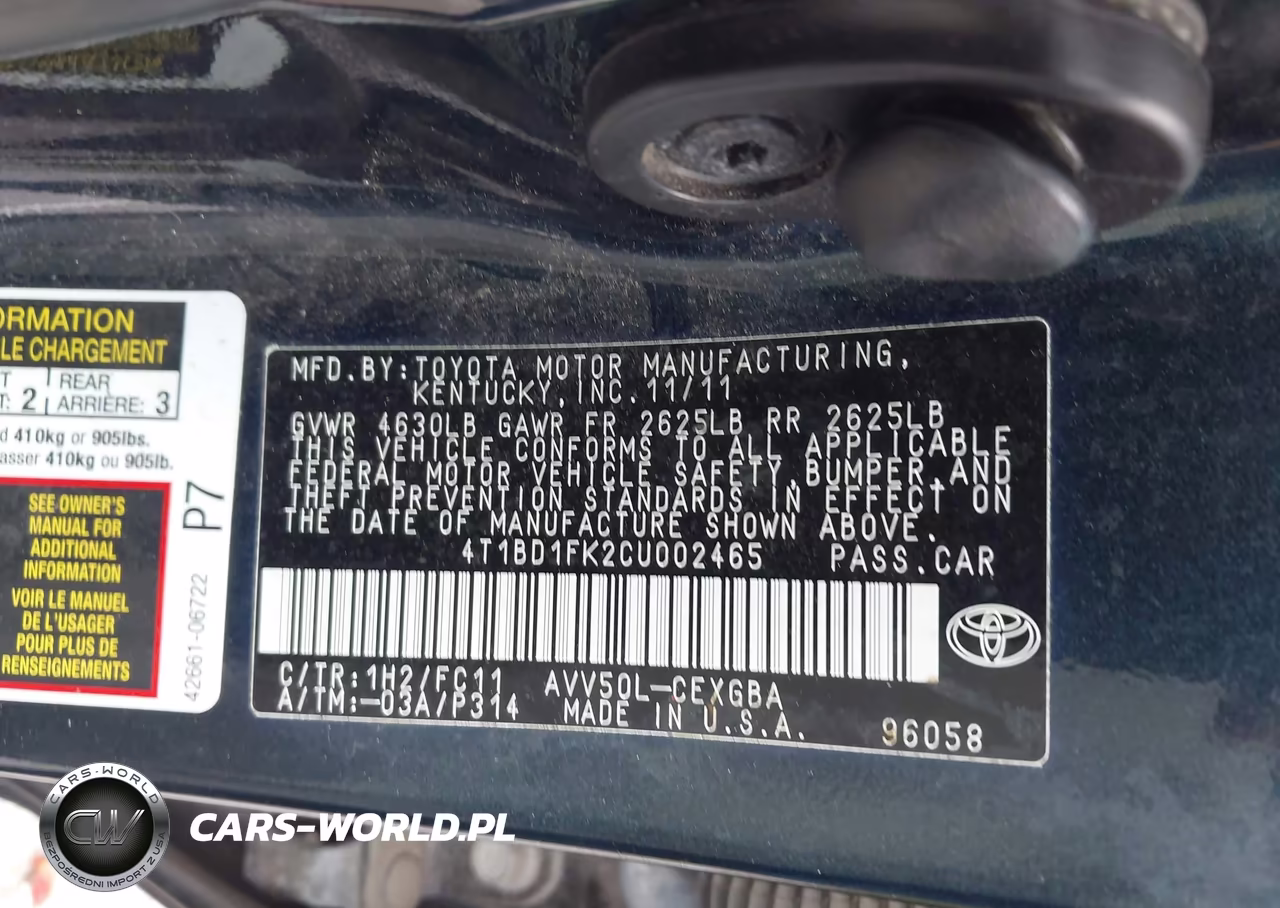 2012 Toyota Camry Hybrid Xle VIN:4T1BD1FK2CU002465 - 9