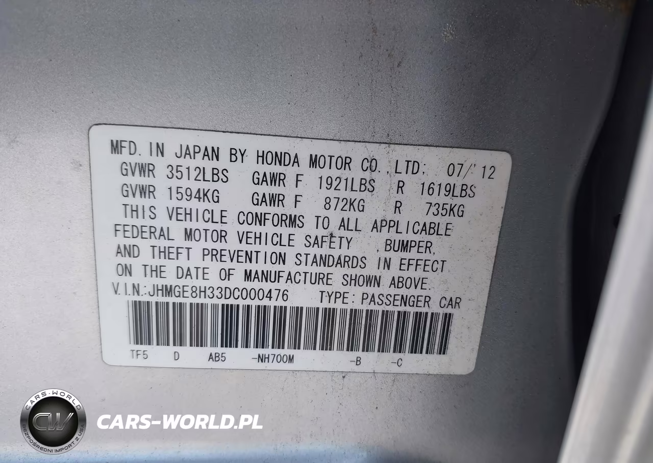 2013 Honda Fit VIN:JHMGE8H33DC000476 - 9
