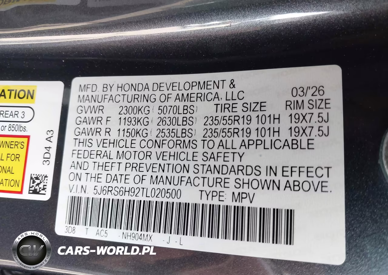 2026 Honda Cr-V Hybrid Awd Sport Touring VIN:5J6RS6H92TL020500 - 9