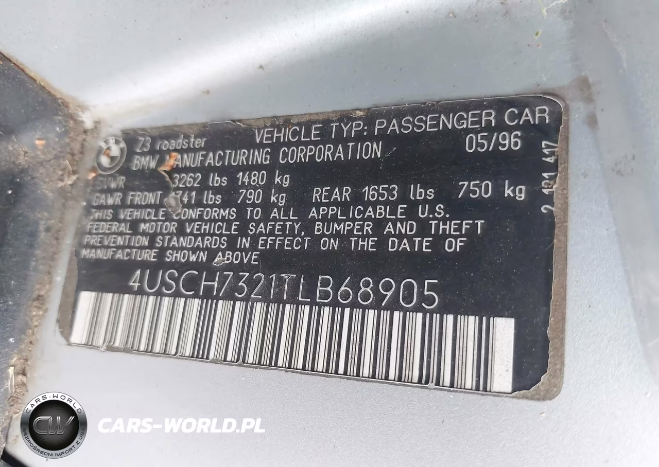1996 BMW Z3 1.9 VIN:4USCH7321TLB68905 - 9
