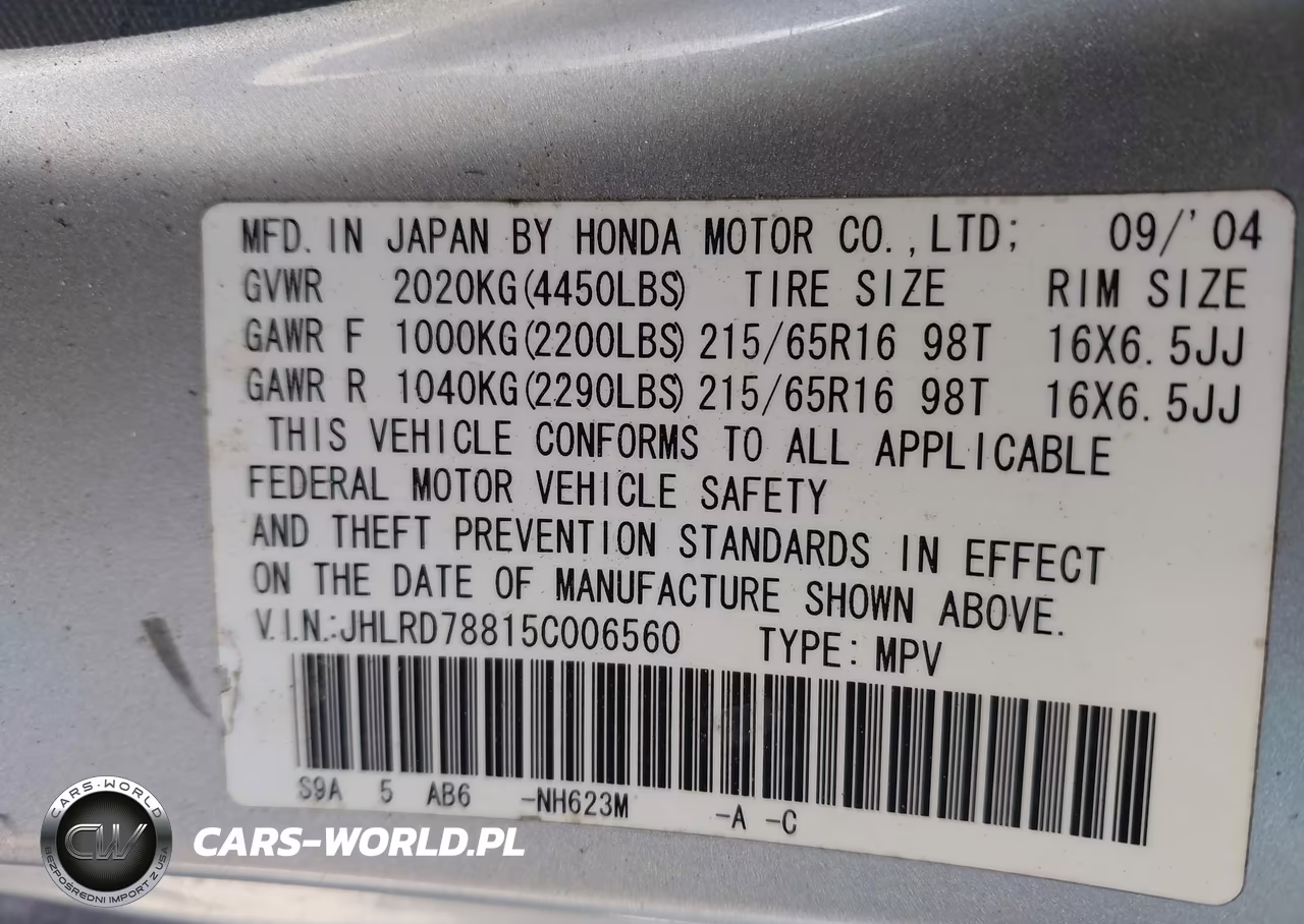 2005 Honda Cr-V Ex VIN:JHLRD78815C006560 - 9