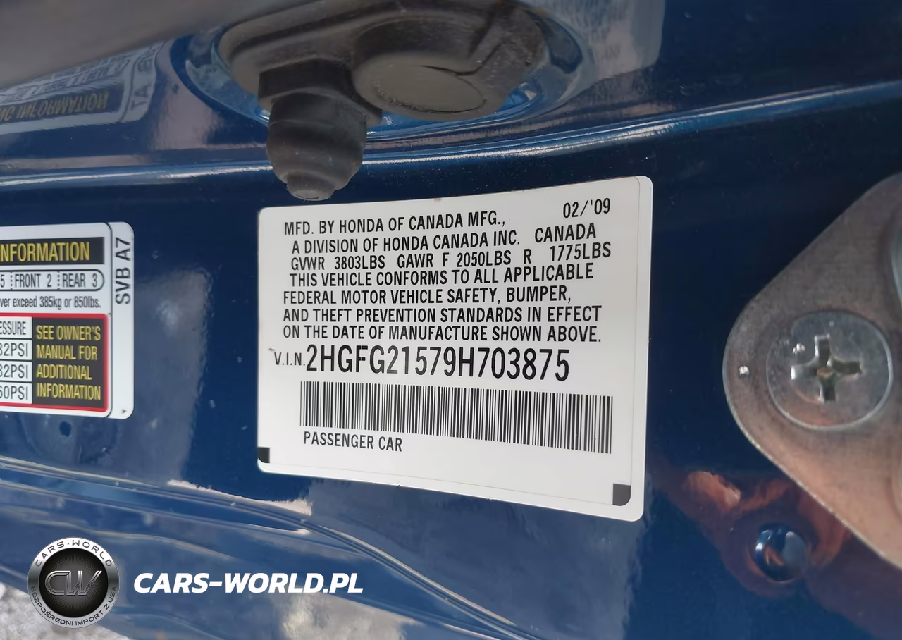 2009 Honda Civic Si VIN:2HGFG21579H703875 - 9