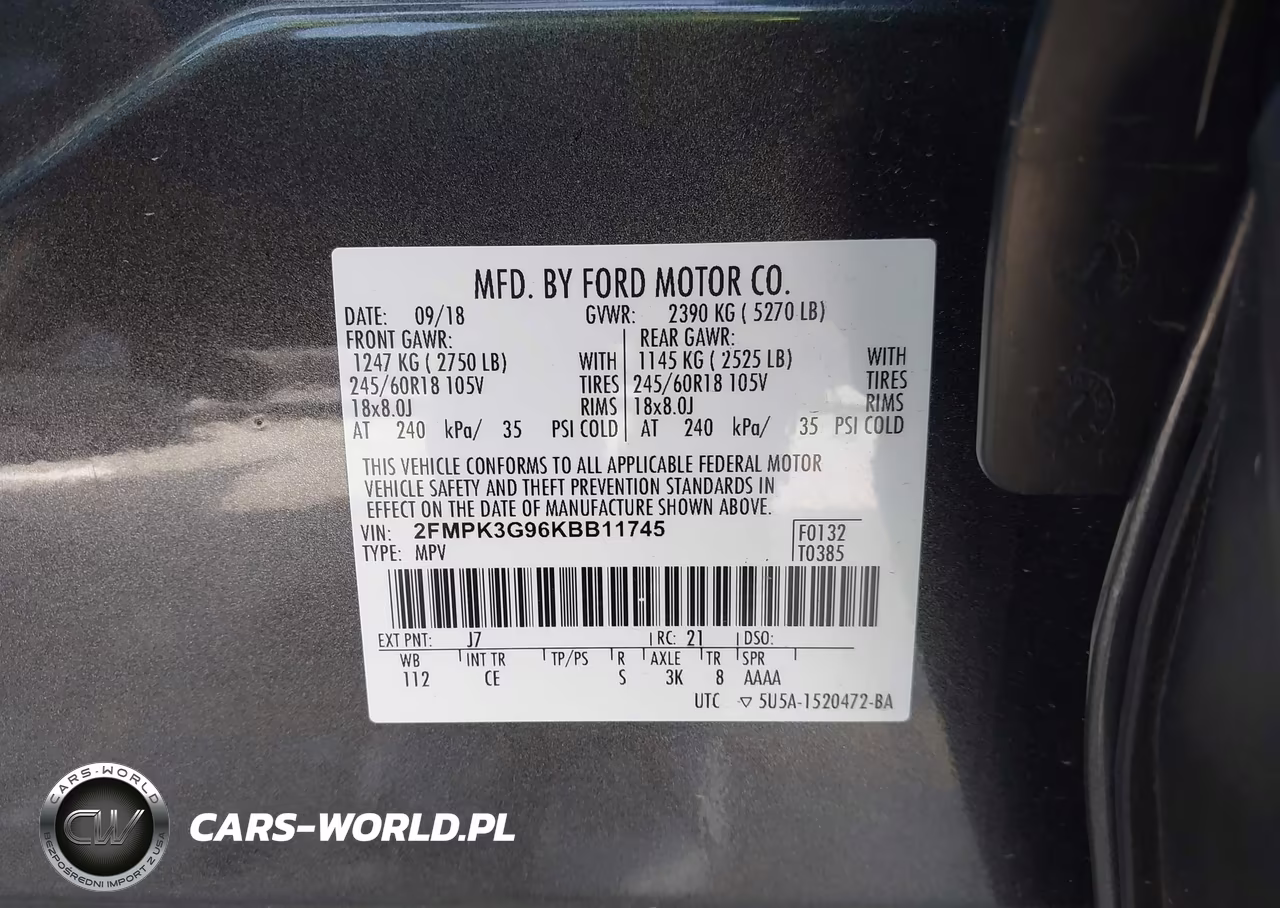 2019 Ford Edge Se VIN:2FMPK3G96KBB11745 - 9