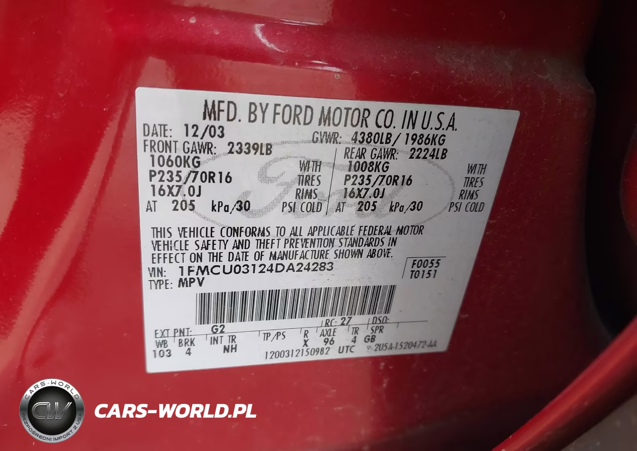 2004 Ford Escape Xlt VIN:1FMCU03124DA24283 - 9
