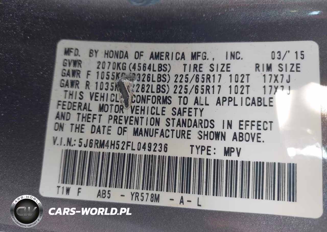 2015 Honda Cr-V Ex VIN:5J6RM4H52FL049236 - 9