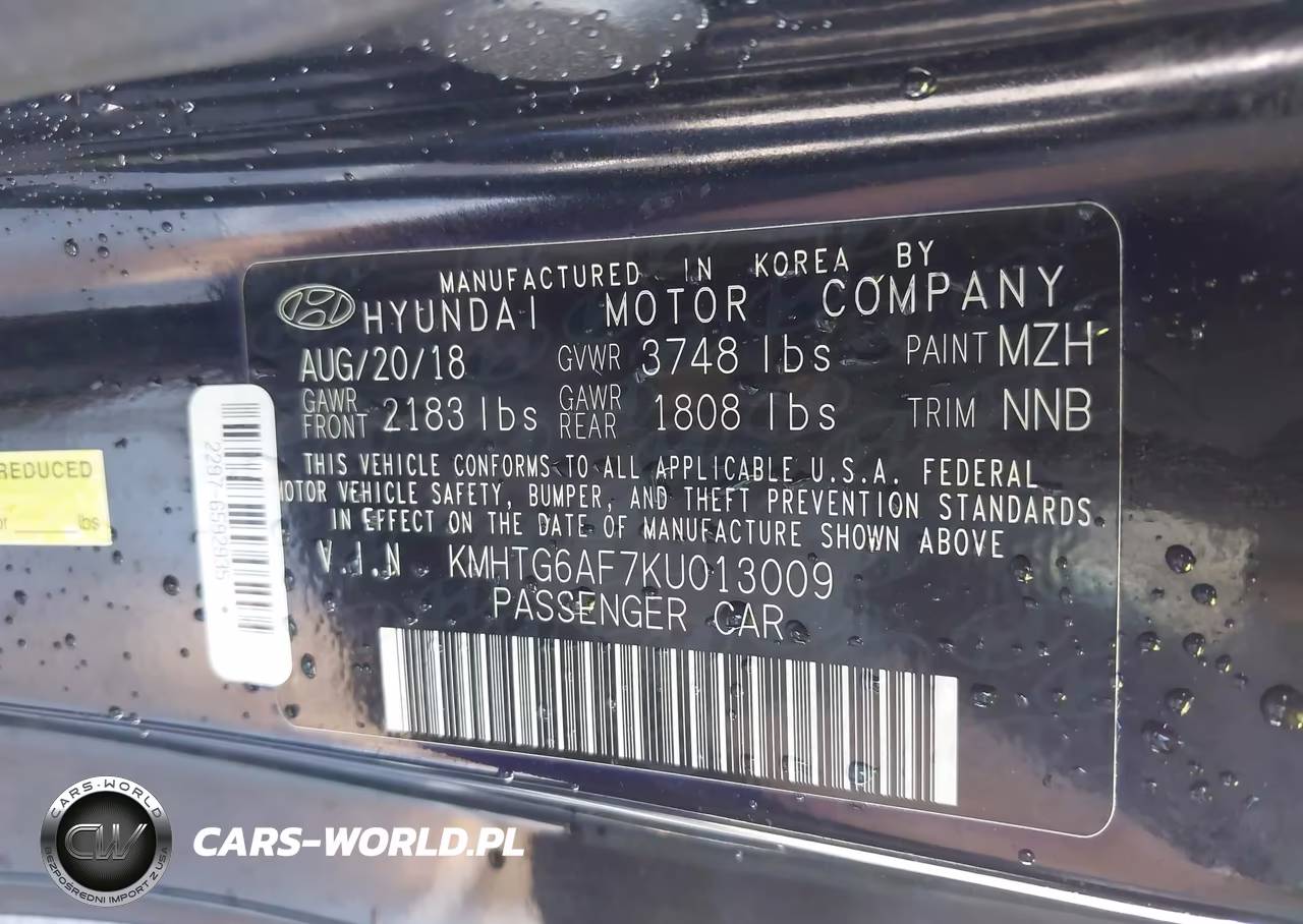 2019 Hyundai Veloster 2.0 VIN:KMHTG6AF7KU013009 - 9