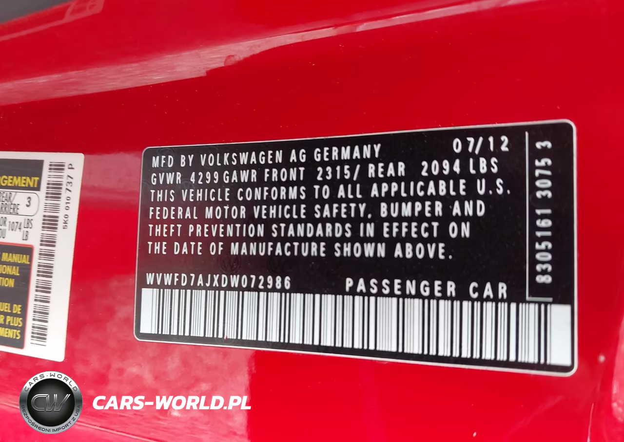 2013 Volkswagen Gti 2-Door VIN:WVWFD7AJXDW072986 - 9