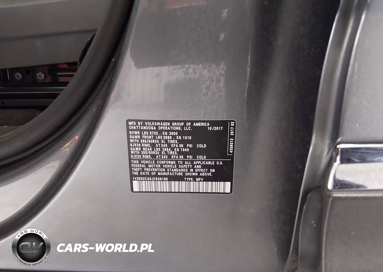 2018 Volkswagen Atlas 3.6L V6 Sel VIN:1V2ER2CA5JC538185 - 9