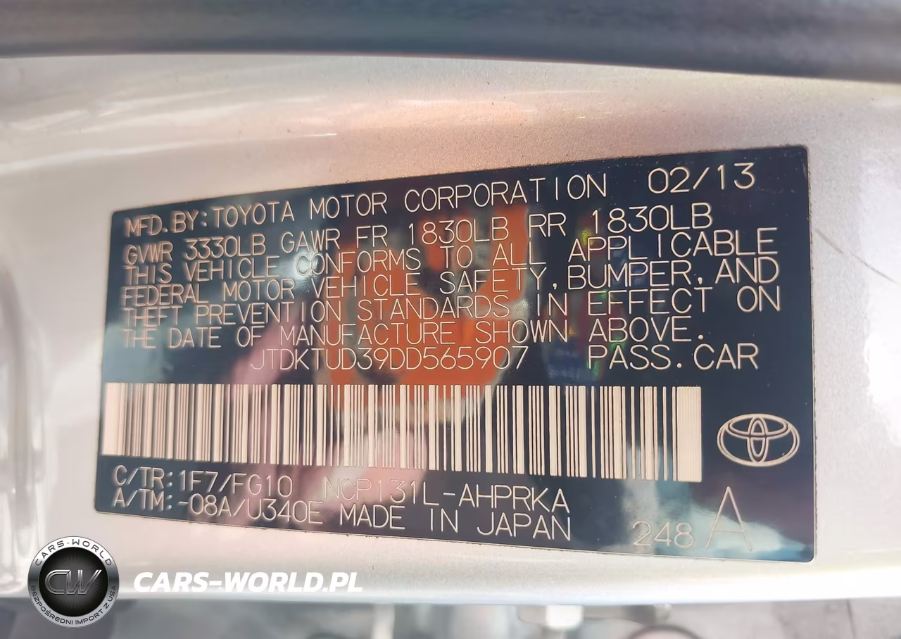 2013 Toyota Yaris Le VIN:JTDKTUD39DD565907 - 9