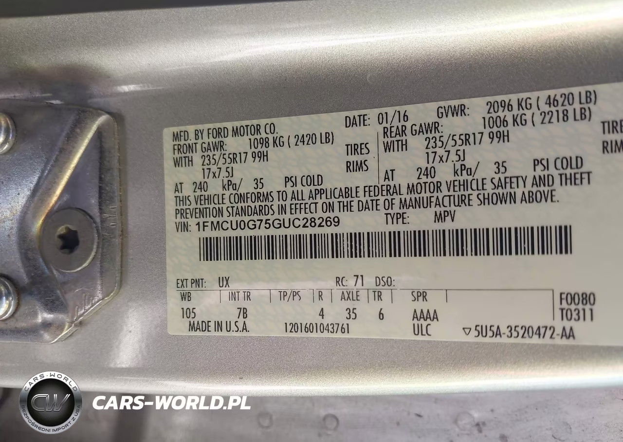 2016 Ford Escape Se VIN:1FMCU0G75GUC28269 - 9