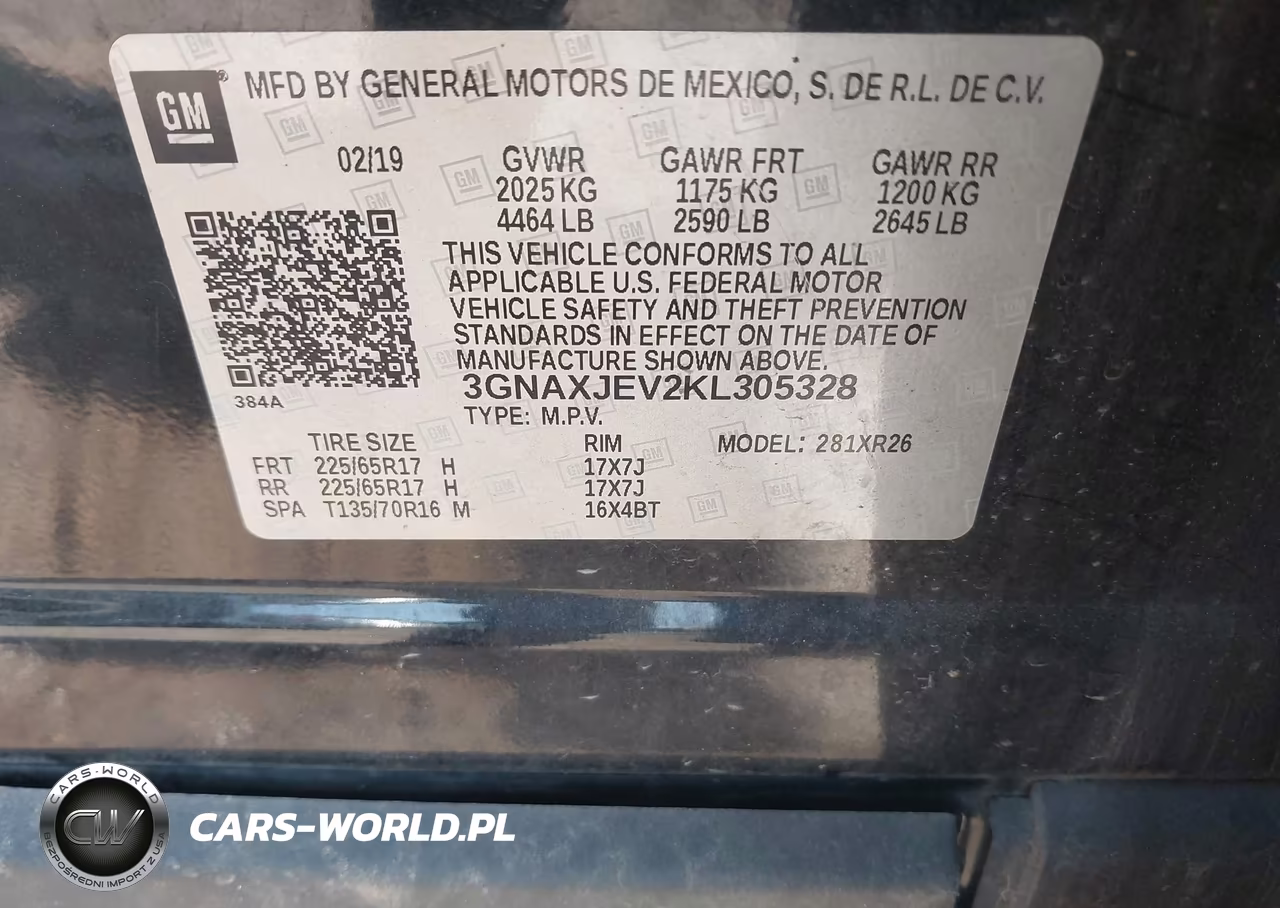 2019 Chevrolet Equinox Lt VIN:3GNAXJEV2KL305328 - 9