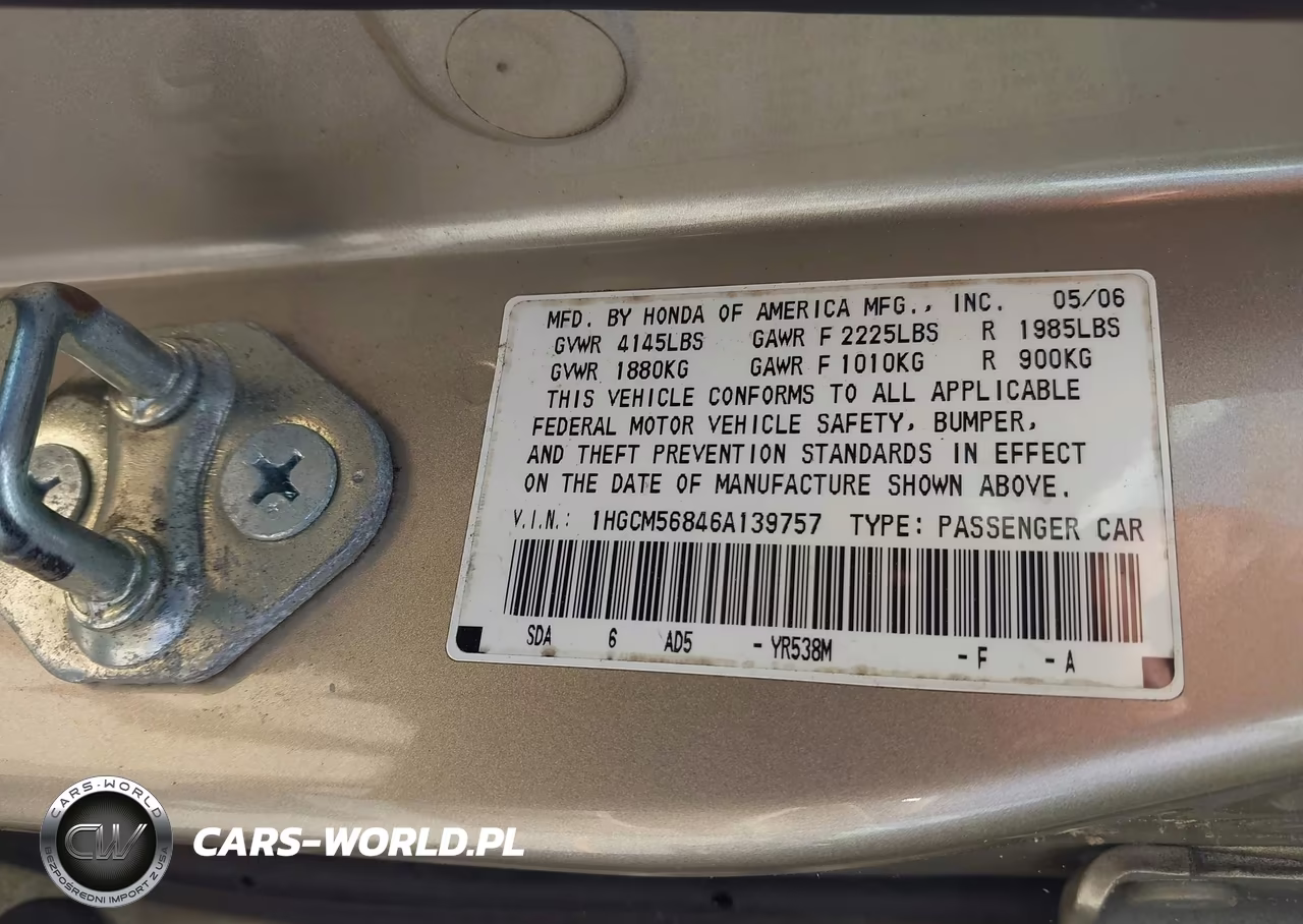 2006 Honda Accord 2.4 Ex VIN:1HGCM56846A139757 - 9