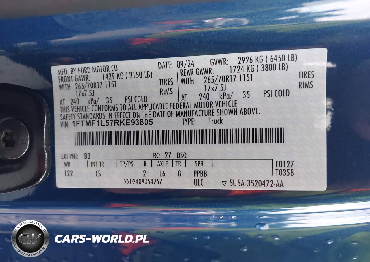 2024 Ford F-150 Xl VIN:1FTMF1L57RKE93805 - 9