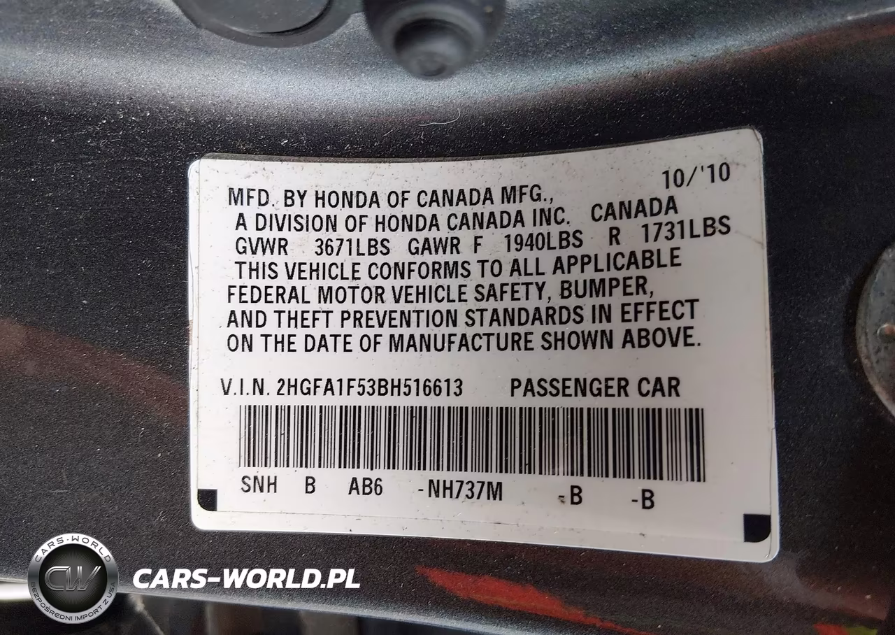 2011 Honda Civic Lx VIN:2HGFA1F53BH516613 - 9