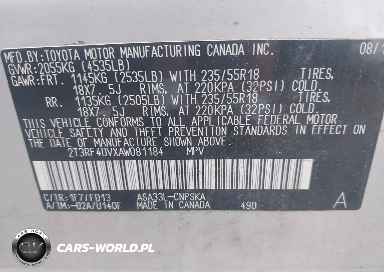 2010 Toyota Rav4 Sport VIN:2T3RF4DVXAW081184 - 9