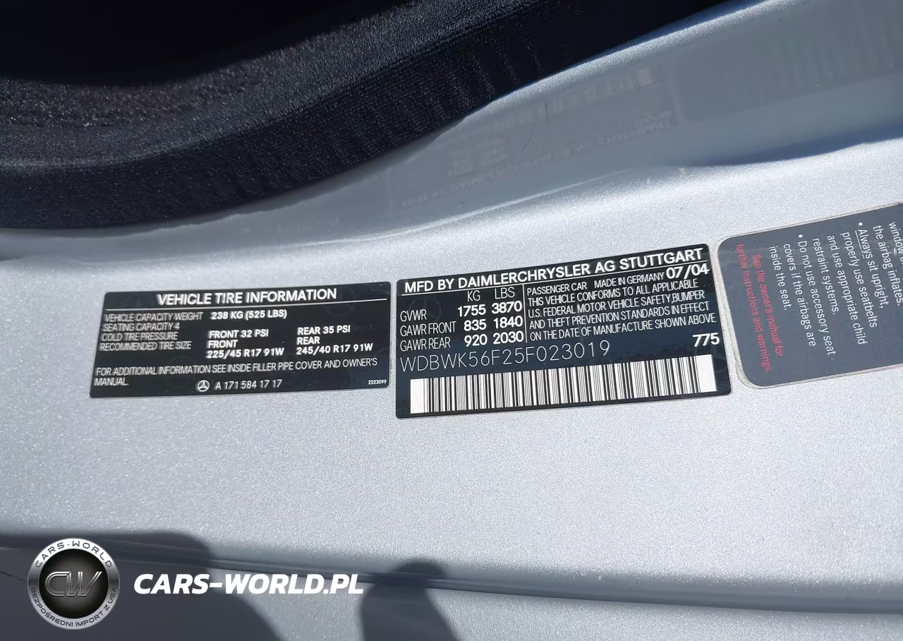 2005 Mercedes-Benz Slk 350 VIN:WDBWK56F25F023019 - 9