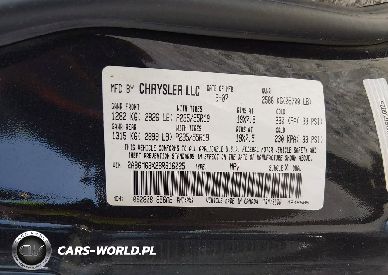 2008 Chrysler Pacifica Touring VIN:2A8GM68X28R616025 - 9